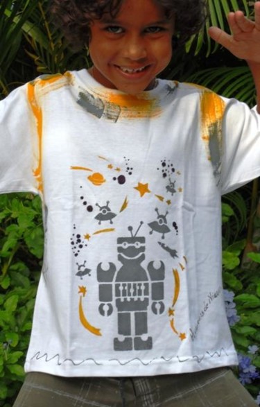 T-SHIRT ENFANT GARCON ROBOT-ESPACE